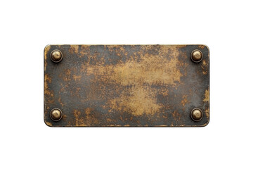 Rustic metallic nameplate with bolts and distressed texture, ideal for vintage or industrial design projects and signage.