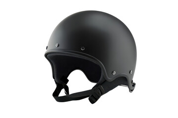 Fototapeta premium Sleek black motorcycle helmet with chin strap, perfect for safety and comfort during rides. Ideal for bikers, cruiser riders, and more.