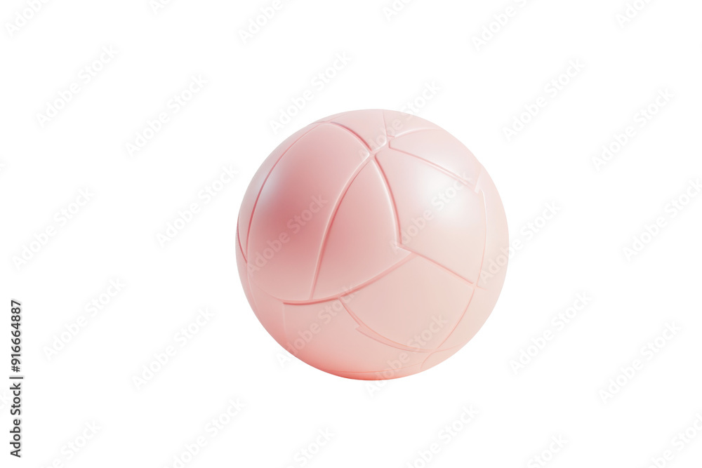 Poster soft pink spherical object with geometric patterns on the surface, isolated on a transparent backgro