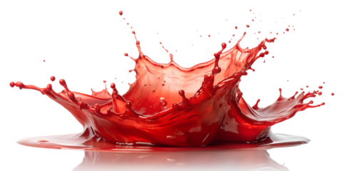 A red splash isolated on white and transparent background