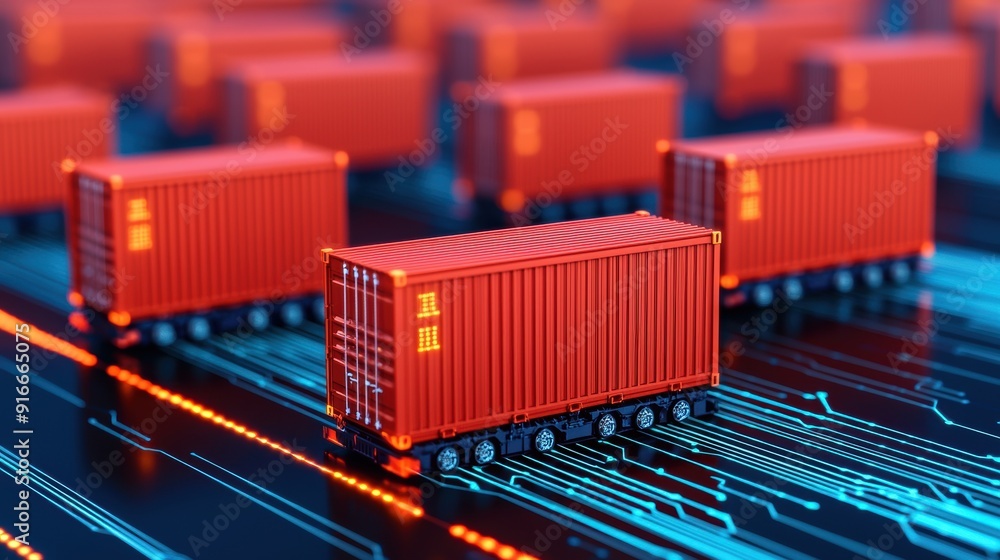 Poster futuristic supply chain optimization on digital platform with copy space. high resolution logistics 