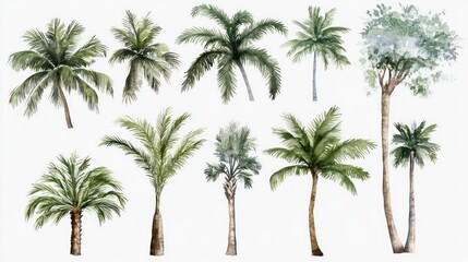 Watercolor Collection of Palm Trees