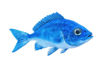 Obraz premium Vibrant blue fish isolated on transparent background. showcasing detailed scales and fins in aquatic wildlife imagery.
