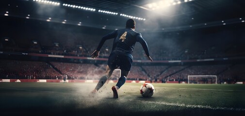 Football Player Dribbling in a High-Stakes Match