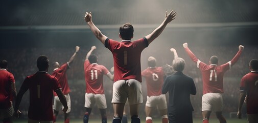 Victory Moment - Football Team Celebrating in Unity
