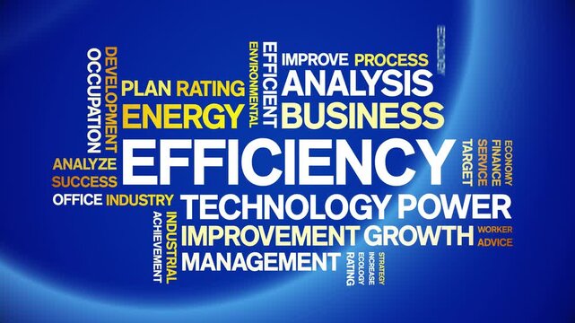 Efficiency animated word cloud;text design animation tag kinetic typography seamless loop.