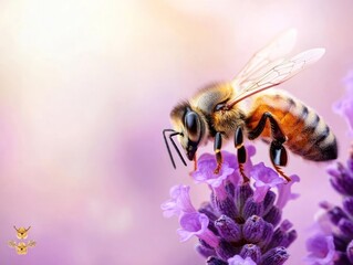 A bee collects nectar from a lavender flower.