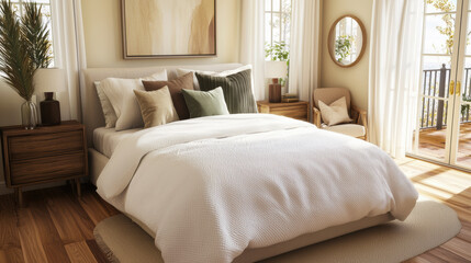 Fototapeta premium Minimalist Bedroom Decor with pastel color