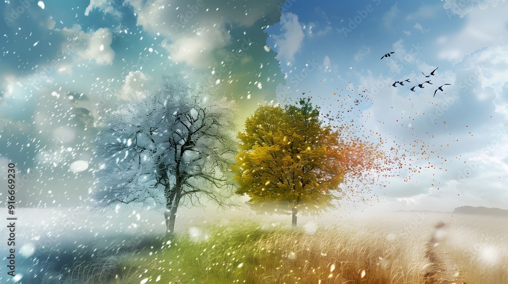 Poster depict how seasonal changes affect energy consumption patterns, with a focus on different weather el