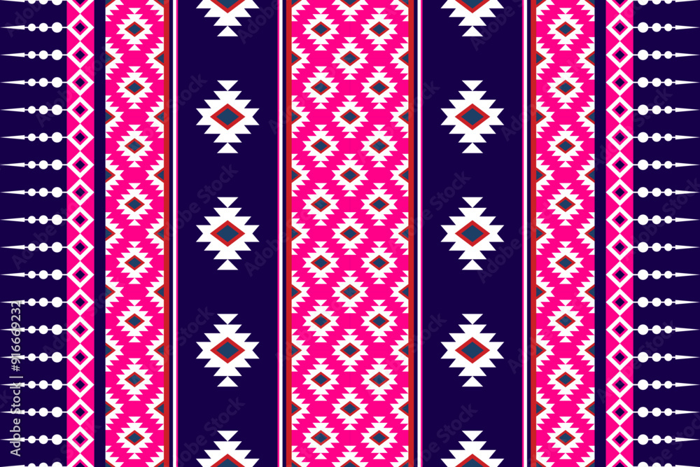 Wall mural Geometric tribal pattern. Geometric tribal pattern fabric style. Geometric tribal pattern design for clothing, textile, wrapping, background, wallpaper, carpet, embroidery