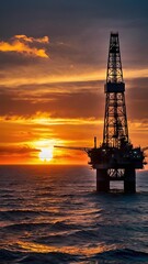 Obraz premium Oil Rig at Sunset