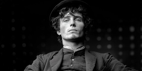 Fototapeta premium A picture of a Victorian era man taking a selfie