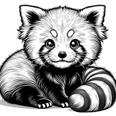 Illustration red raccoon 
