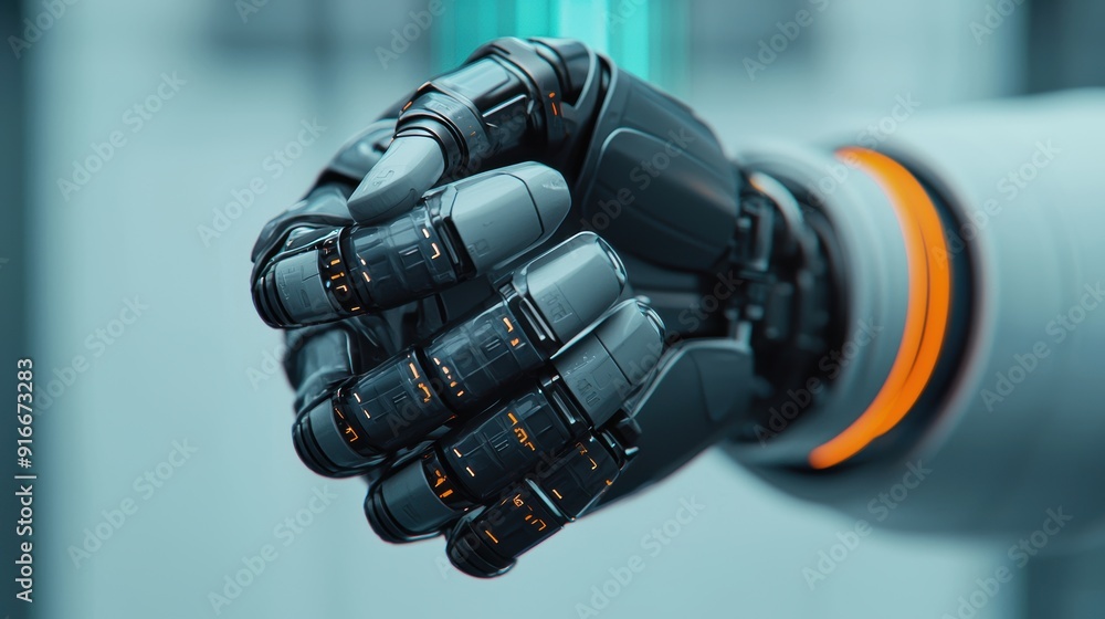 Poster futuristic workforce automation: integration of ai in labor environments with copy space for text, 8