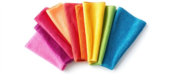 Rainbow Colored Towels Arranged in a Fan Shape