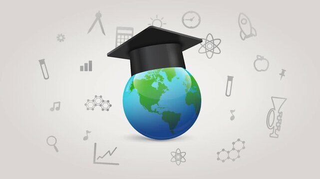 International Education Concept Globe Animation