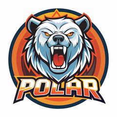 Fierce Polar Bear Mascot Logo with Vibrant Colors and Text