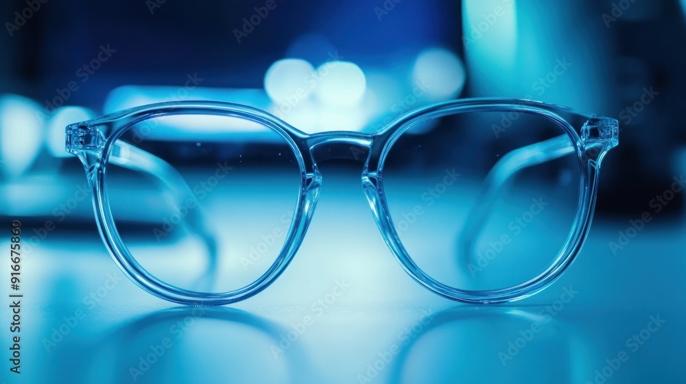 Wall mural clear glasses in blue light