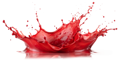 A red splash isolated on white and transparent background