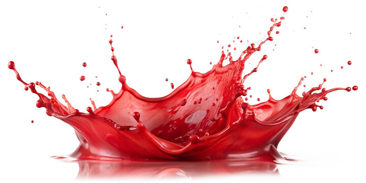 A red splash isolated on white and transparent background
