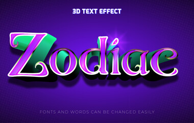 Zodiac 3d editable text effect style