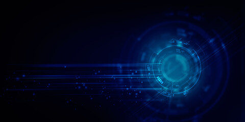 2d illustration Abstract futuristic electronic circuit technology background