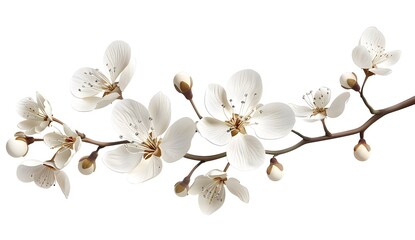 White Cherry Blossom Branch