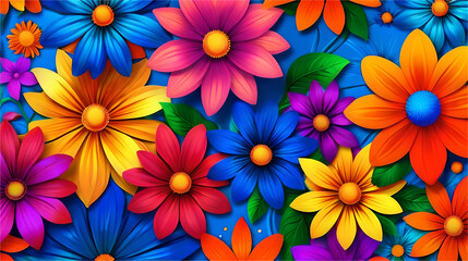 Bright colors abstract flowers
