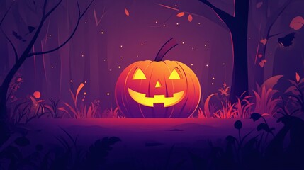 Fototapeta premium helloween pumpkin, vector illustration flat 2