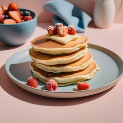 Breakfast Pancakes on a Modern Minimalistic Background. Elegant, food-themed illustration perfect for diverse projects, from culinary marketing to home decor