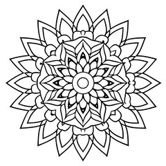 Sophisticated Black and White Abstract Floral and Spiritual Symbols Featuring Ornamental Round Designs