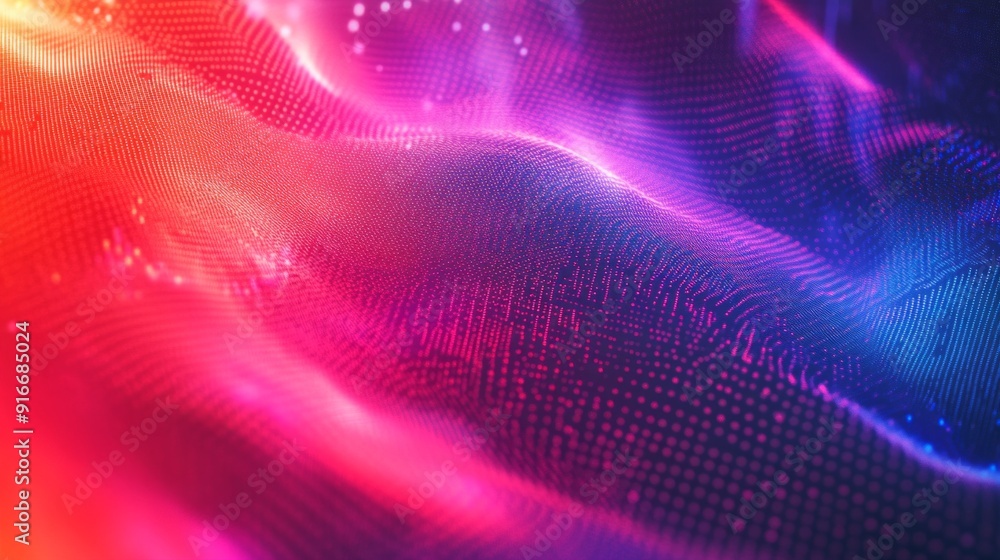 Poster vibrant digital abstraction with pixelated gradient and flowing colors