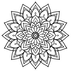 Sophisticated Black and White Abstract Floral Background with Lotus Flower Illustration and Modern Ornamental Pattern