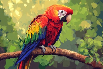 Fototapeta premium Scarlet Macaw Majesty Pixel art
