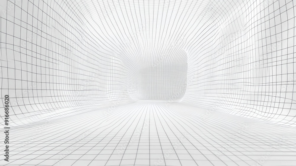 Poster high fidelity white grid patterns creating a limitless virtual space