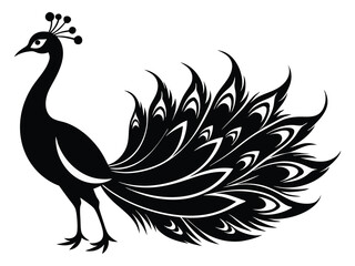 Peacock Birds silhouette vector illustration on white background