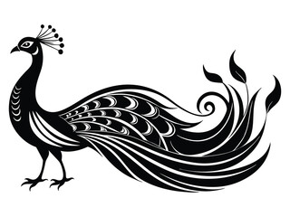 Peacock Birds silhouette vector illustration on white background