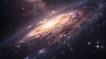 Obraz premium Majestic view of the universe featuring distant galaxies, nebulae, and star-filled cosmic dust, emphasizing the boundless beauty and intrigue of space.