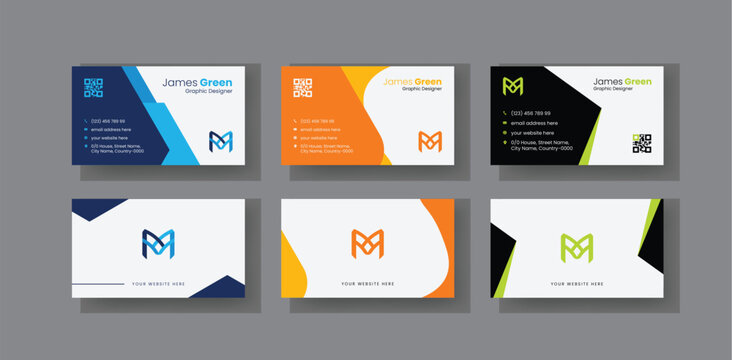 Modern and Simple Business Card Design Template. Creative Visiting Card Layout. Introduction Business Card for Electrician, HR, Employee.