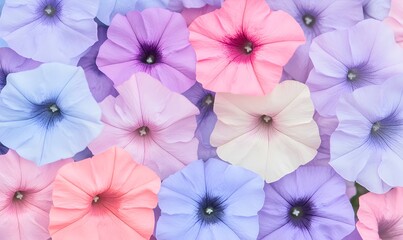 Naklejka premium various shades of pink, purple, and blue petunia flowers, Generative AI 