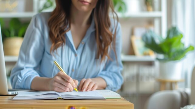 The woman writing notes