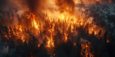 Aerial View of Forest Fire