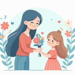 daughter hugs her mother