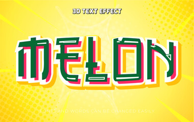 Melon fruit 3d editable text effect style