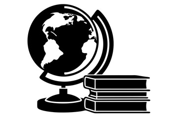  silhouette vector design Globe and book