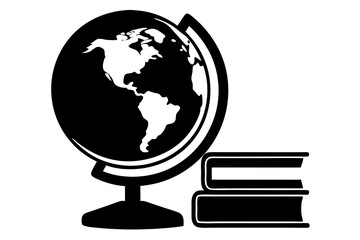 silhouette vector design Globe and book