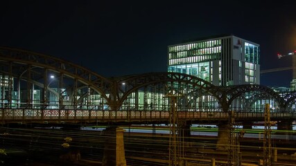 Munich's Evening Pulsation: Trains Urban Contour - Autumnal Timelapse - Powered by Adobe