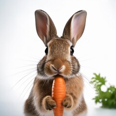 cottontail rabbit eating carrot, AI generated