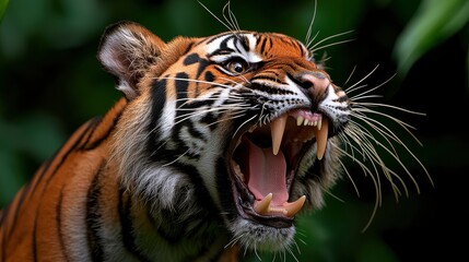 Tiger Snarling, Fierce And Wild