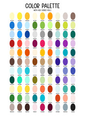Colorful color palette with hex codes. Full color spectrum for bright contrast kids illustration, posters, web banners design or playful logo and etc.